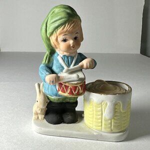 1978 Christmas Luvkins Drummer Boy Candle Holder hand painted porcelain